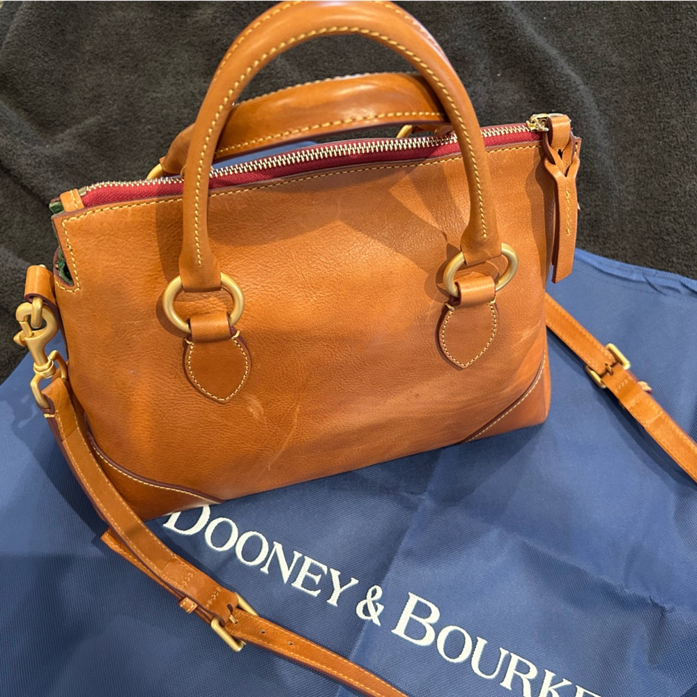 Dooney & Bourke Florentine Leather Satchel with Crossbody Strap - Natural - Picture 3 of 9